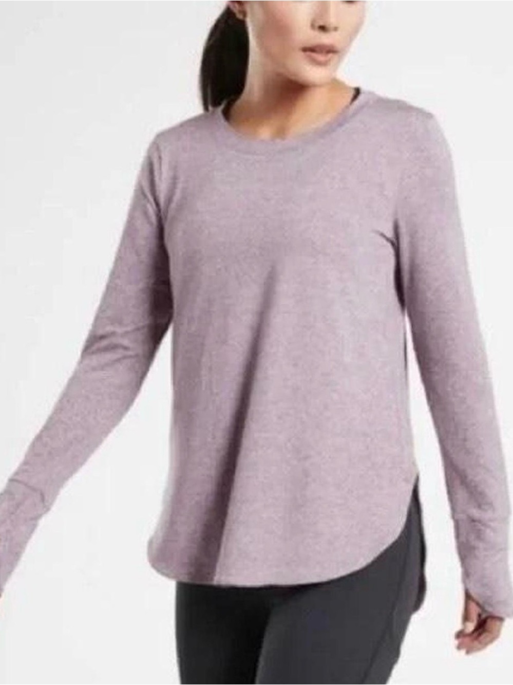 Athleta Uptempo Long Sleeve Crewneck Top in Violet Purple
